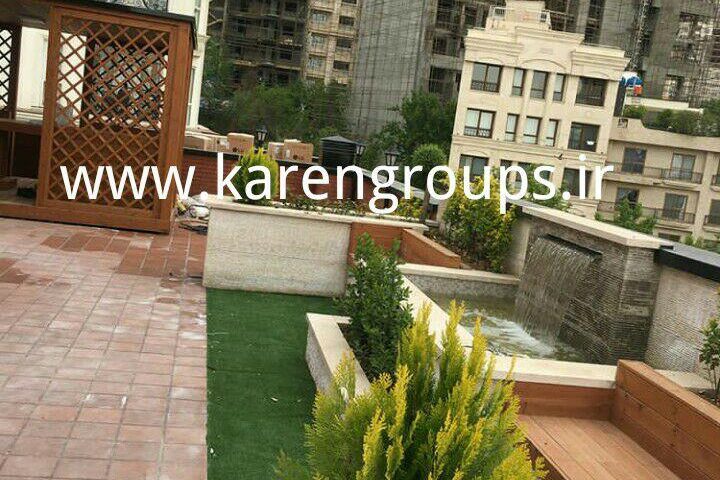 آبنمای پرده آب تراس سبز مجتمع فراز _فرمانیه